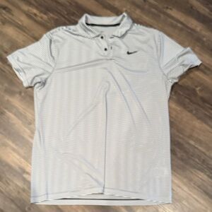 Nike Men's White Striped Polo Shirt